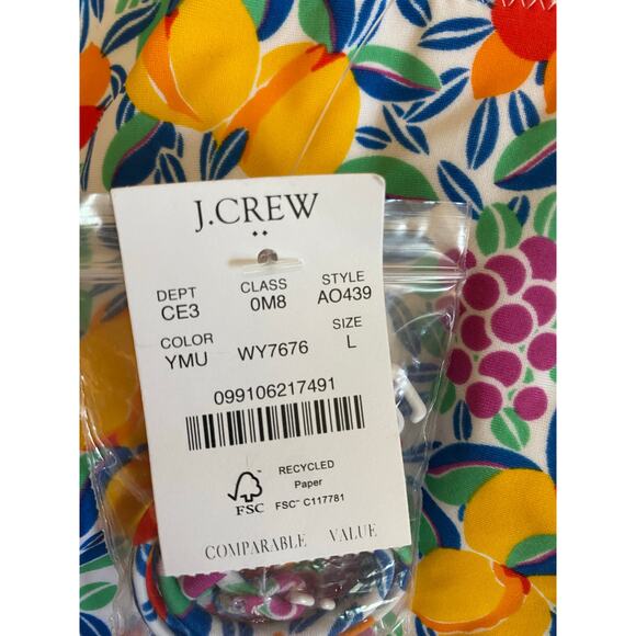 J. Crew Tropical Fruit Print Ruched Bandeau One Piece Swimsuit L NWT - Picture 4 of 5